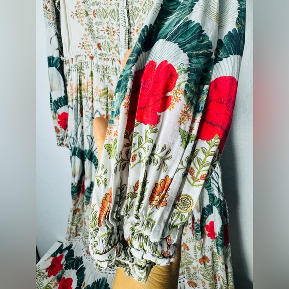 Anthropologie The Eleanora Printed Button Down Maxi Shirt Dress Size Small Red - Picture 7 of 15